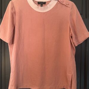 Rag & Bone Short Sleeve Crewneck Top with Button Shoulder XS